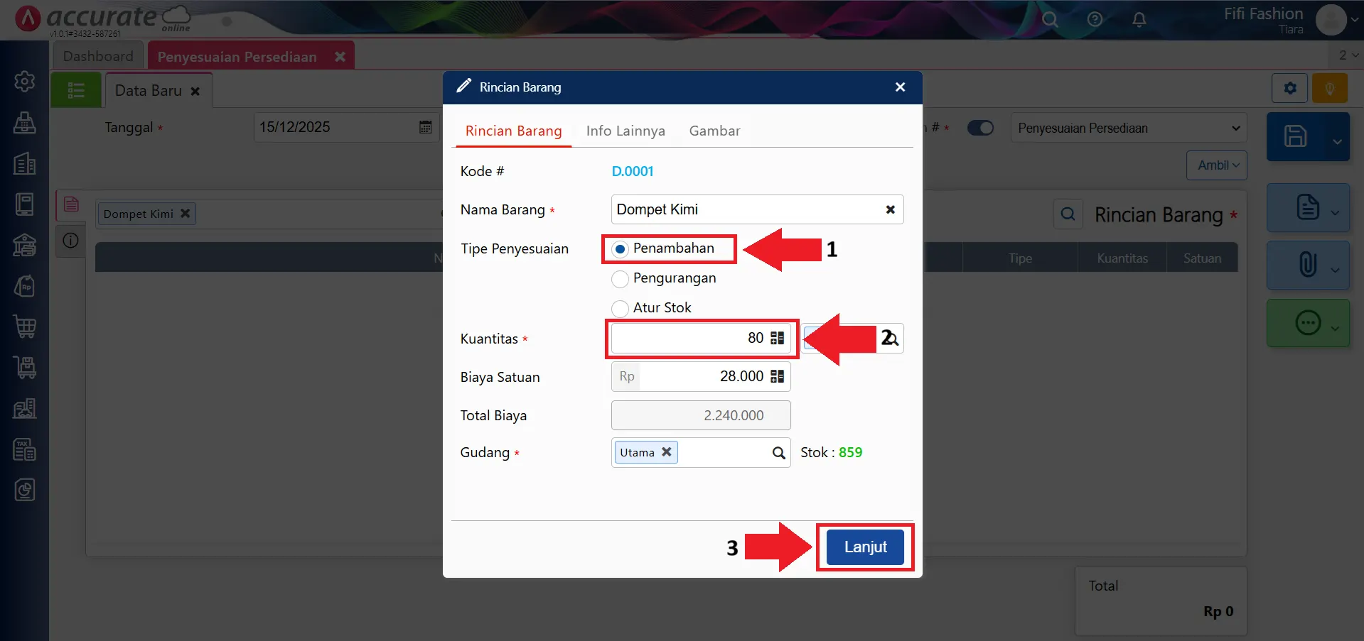 Mencatat uang muka penjualan berupa barang